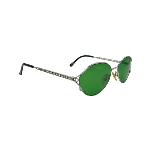 80\'s 90\'s Small CHRISTIAN DIOR Sunglasses Eyewear Silver Metal Frames Green Lens main image 5